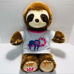 RARE HTF Build A Bear Brown Sloth Plush 15" w/Holiday Christmas Candy Cane Shirt